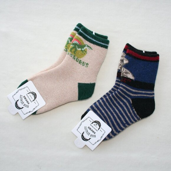 SUPER SOFT KIDS Sz 9 - 11 DINO SOCKS THICK COMFY WARM 2 PAIR LOT DINOSAUR BOYS - Picture 4 of 12